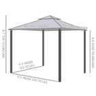 Outsunny 10 ft W x 10 ft L Patio Gazebo Outdoor Pavilion 2 Tire Roof Canopy - Grey-Tightness adjustable top canopy help ensure proper water drainage