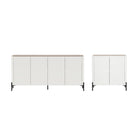 Manhattan Comfort Abbey Modern Accent Cabinet and Sideboard - Maple and Off White - Set of 2-Modern Accent Cabinet and Sideboard for Dining Room, Living Room, and Bedroom Usage. Set of 2