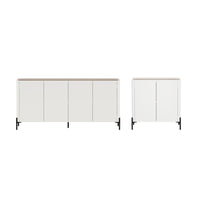 Manhattan Comfort Abbey Modern Accent Cabinet and Sideboard - Maple and Off White - Set of 2-Modern Accent Cabinet and Sideboard for Dining Room, Living Room, and Bedroom Usage. Set of 2