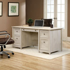Sauder 65"W Edge Water Executive Desk - Chalked Chestnut-This home office desk offers plenty of space for a computer and other work items