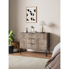 Manhattan Comfort DUMBO 35.19" Modern Dresser - Grey-Includes 3 Full Extension Drawer with Top Drawer Designed in Vertical Textured Ribbed Lines.