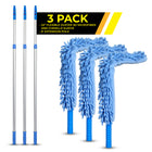 Gritt Commercial 22" Flexible Wand Duster - Microfiber and Chenille Sleeve - 6' Telescopic Pole - 3 Pack -Premium microfiber fingers grab more dust with more surface area