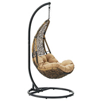 Modway Abate Wicker Rattan Outdoor Patio Swing Chair - Black Mocha-Outdoor Patio Hanging Swing Chair