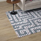 Modway Nahia Geometric Maze Area Rug - 8 ft W x 10 ft L - Ivory Light Grey/Sky Blue-Protect Floors From Traffic/Furniture