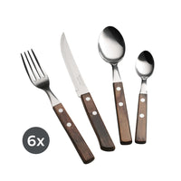Tramontina BBQ Stainless Steel Flatware Set – Polywood Handle - Forks - Spoons - Knives - Outdoor Use - 24 Piece Set-Heat treated stainless steel knives