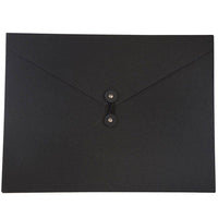 JAM Paper Kraft Button and String Tie Portfolio Jumbo - 12 1/2 x 16 1/2 x 1/2 - Black Recycled-Black Kraft Portfolio with Button & String Closure