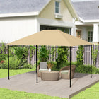 Outsunny 10' L x 13' W Gazebo Canopy Replacement with Vents and Drain Holes, (Top Cover) - Khaki-Build in water drainage holes