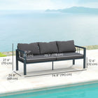 Outsunny Aluminum Patio 3-Seat Outdoor Sofa with Cushions - Dark Grey-Powder coating for additional durability and weather resistance 