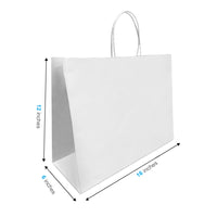 Reliabag Paper Bags - Twist Handles - 16" W x 6" D x 12" H - White - 100 Pack-Made by the premium white kraft paper with the re-enforced flat bottom