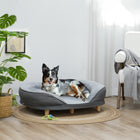 PawHut Pet Sofa with Removable Cushion and Anti-slip Foot Pads - Grey-MDF and pine wood legs provide robust stability 