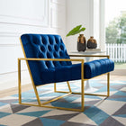 Modway Bequest Gold Stainless Steel Performance Velvet Accent Chair - Navy-Gold Stainless Steel Frame