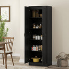 HOMCOM 69" H 5-Tier Kitchen Pantry Cabinet with Shelves - Black-Crafted with melamine-coated particleboard for easy maintenance 