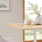 Modway Lippa 36" Square Wood Dining Table - White Natural-Chip-Resistant White  Metal  Base