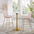 Modway Lippa 28" Round Faux Marble Bar Table - Gold White-Chip-Resistant Metal Pedestal Base