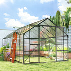Outsunny 16' x 8' Polycarbonate Greenhouse with Adjustable Roof Vent- Aluminium frame built for long-term use
 