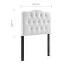Modway Annabel Upholstered Vinyl Twin Headboard - White-Deep inset buttons