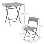 Outsunny 3 Pcs Rattan Outdoor Bistro Set - Grey-Weather resistant and waterproof PE rattan in excellent hand weaving  
