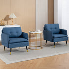 HOMCOM Modern Accent Chair with Wide Lounge Seat - Button Tufted for Bedroom - Dark Blue - 2 Pack-Multilayer board and four steel legs give each chair solid support
