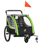 Aosom 3-in-1 2-Seater High-Visibility Baby Bike Trailer - Green-Ultra-versatile 3-in-1 bicycle attachment, stroller, and jogging cart allows you to get the most use out of your outdoor activity, whatever it might be 