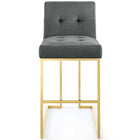 Modway Privy Gold Stainless Steel Performance Velvet Bar Stool - Gold Charcoal-No Assembly Required
