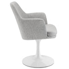 Modway Lippa Swivel Dining Upholstered Armchair - White Light Grey-Plastic Rubber Ring for Floor Protection