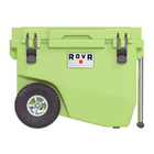 RovR RollR 60 Quart Wheeled Hard Cooler with Tow Handle - Matcha-RollR 9’’ All-Terrain inflatable tires effortlessly glide over tough sand, dirt and grass