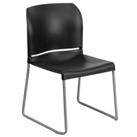 Flash Furniture HERCULES Series Black Full Back Contoured Stack Chair with Grey Powder Coated Sled Base-Set of 5 Multipurpose Stack Chairs