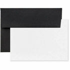 JAM Paper Recycled Stationery Set - 25 White Cards and 25 A2 Envelopes - Black Linen Recycled - set of 25-Color: Black Linen