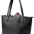 Nicci Large Tote Bag with Slit Pocket - Black-Back zipper pocket