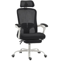 HOMCOM Ergonomic Reclining Office Chair - Black-Dynamic lumbar (up/down/forward/backward) and headrest (up/down/rotate) adjust to fully support your neck and back