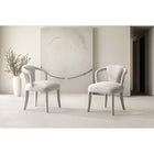 Manhattan Comfort Palmer 22.8" Mid-Century Modern Tweed Upholstered Dining Armchair - Ivory - Set of 2-Frame Made of Kiln Dried Birch Wood with Dowelled Joints and Reinforced Corners
