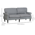 HOMCOM Mid Back Loveseat with Wood Legs - Light Grey-Rolled armrest and removable back and seat cushion for added support   