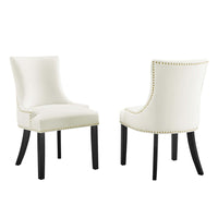 Modway Marquis Performance Velvet Dining Chairs - White - 2 Pack-Solid Wood Frame