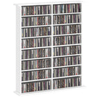 HOMCOM Double Media Storage Cabinet - White-Adjustable shelves accommodate up to 396 DVDs or Blu-rays