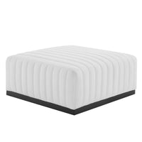 Modway Conjure Channel Tufted Upholstered Fabric Ottoman - Black/White-Channel Tufting Details