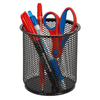 Staples Metal Mesh Pencil Cup - Black-Pencil cup designed to store school and office supplies, such as pens, pencils, rulers, scissors