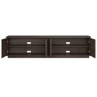 Hudson&Canal Hanson TV Stand for TV's up to 85" - Alder Brown-Clean with a soft, dry cloth and no harsh chemicals or abrasive cleaning materials