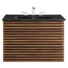 Modway Render 30" Wall-Mount Bathroom Vanity - Walnut/Black-8