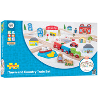 Bigjigs Toys Rail Town & Country Train Set-A level crossing and a boat will keep young minds entertained with endless play scenarios