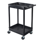Luxor ENDURA 32" H Two-Tier Utility Cart - 24" W x 18" D - Black-Equipped with four 4-inch thermoplastic rubber casters, including two with locking brakes for stable positioning