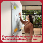 TRU RED Ergonomic Curved Magnetic Glass Dry-Erase Whiteboard - 48" x 36"-Frameless and sleek design for modern spaces 