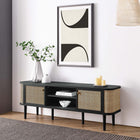 Modway Miramar 60" Wood TV Stand - Black-Particleboard, MDF, and Natural Rattan