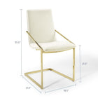 Modway Pitch Performance Velvet Dining Armchair - Gold/Ivory - 2 Pack-Geometric Frame