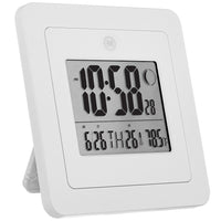 Marathon Digital Wall Clock with Day, Date, Week Number, Temperature, Alarm & Moon Phase - White (CL030049WH)-Features a large high quality display with enhanced contrast for maximum legibility.