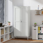 HOMCOM 69" Metal Storage Cabinet with Lock - White-A secure lock with two keys keeps your valuables and private documents safe