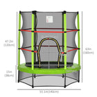 Outsunny 55" Kids Trampoline with Enclosure Net Steel Frame - Green-Features 6 metal legs for added stability 