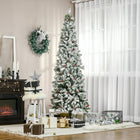 HOMCOM 7.5' Snow-Flocked Pencil Artificial Christmas Tree with Auto Open - Green-Pencil shape takes up little floor or table space, suitable for small rooms or as a second Christmas tree in an entryway 