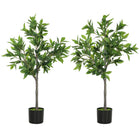 HOMCOM 36" Fake Plants with 345 Leaves - Green - 2 Pack-Two-piece set of realistic laurel enhances home aesthetics 
