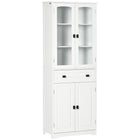 HOMCOM 63" H Kitchen Pantry Cabinet with Adjustable Shelves and Glass Door - White-Modern design with framed glass doors 