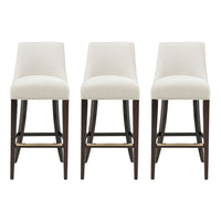Manhattan Comfort Beever 18.9" Modern Chenille Upholstered Barstool - Cream - 3 Pack-Modern Barstool with Backrest Perfect for Bar and Kitchen Use. Set of 3